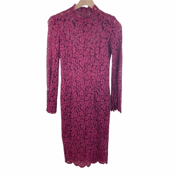 Bardot Sienna Lace Bell Sleeve Sheath Dress Size 4 - Picture 3 of 10